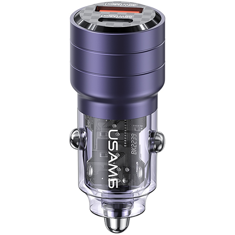 Ładowarka samochodowa USAMS C36 USB+USB-C 95 W Fioletowa - Purple