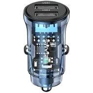Ładowarka samochodowa USAMS C31 2 x USB-A Niebieska - Blue