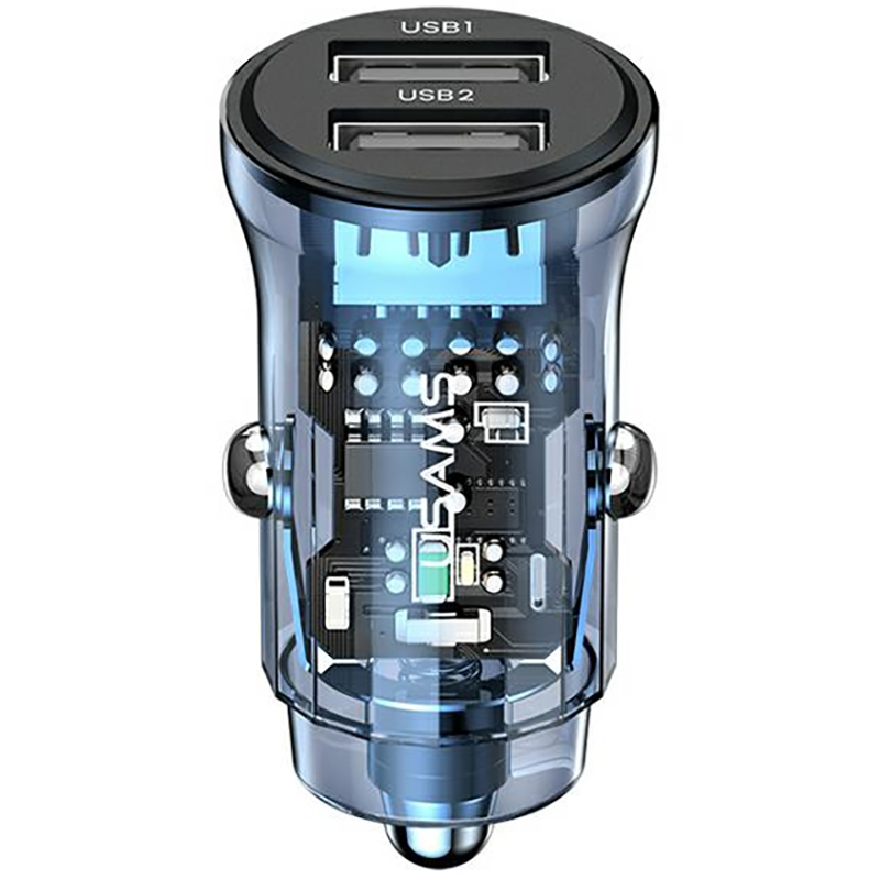 Ładowarka samochodowa USAMS C31 2 x USB-A Niebieska - Blue