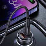 Ładowarka samochodowa USAMS C35 1 x USB-A + 1 x USB-C 45 W Fioletowa - Purple
