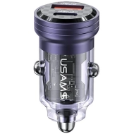 Ładowarka samochodowa USAMS C35 1 x USB-A + 1 x USB-C 45 W Fioletowa - Purple