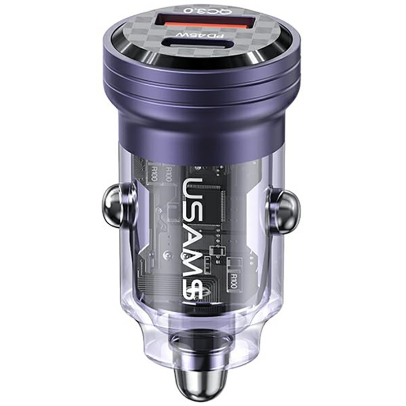 Ładowarka samochodowa USAMS C35 1 x USB-A + 1 x USB-C 45 W Fioletowa - Purple