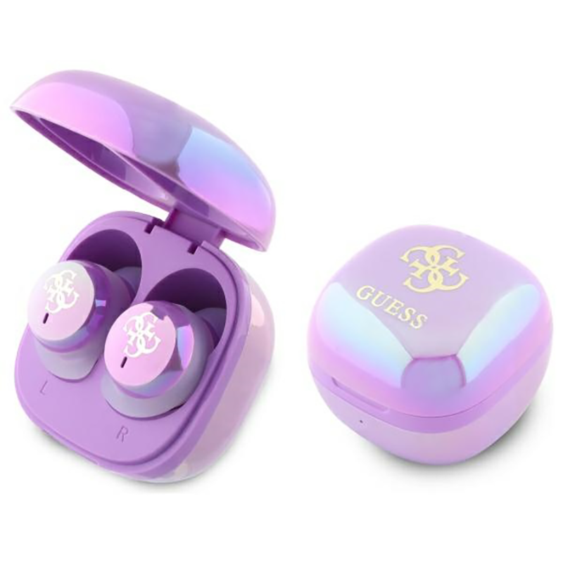 Słuchawki Guess Iridescent 4G Printed Logo Fioletowe - Purple