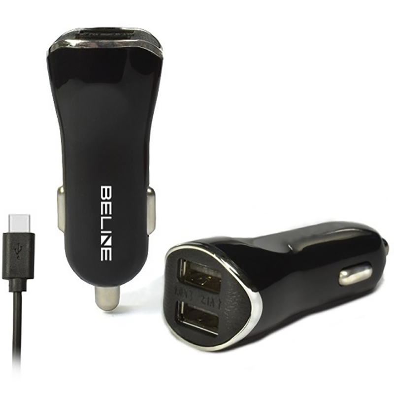 Ładowarka samochodowa Beline CC10 2 x USB-A + kabel USB-C 10 W Czarna - Black