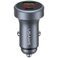 Ładowarka samochodowa USAMS CC327 1 x USB-A 1 x USB-C 45 W Szara - Tarnish