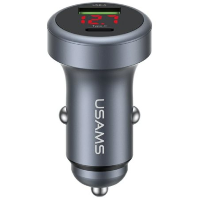 Ładowarka samochodowa USAMS CC327 1 x USB-A 1 x USB-C 45 W Szara - Tarnish
