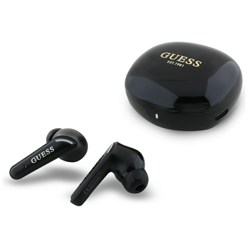 Słuchawki Guess Flat Classic Logo Electroplated Czarne - Black