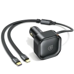Ładowarka samochodowa USAMS C41 1 x USB-C + 1 x Lightning 30 W Czarna - Black