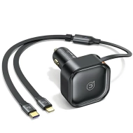 Ładowarka samochodowa USAMS C41 1 x USB-C + 1 x Lightning 30 W Czarna - Black