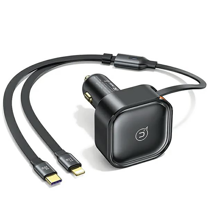 Ładowarka samochodowa USAMS C41 1 x USB-C + 1 x Lightning 30 W Czarna - Black