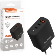 Ładowarka sieciowa Teltech TCH-07 65 W 2 x USB-C + 1 x USB-A Czarna - Black