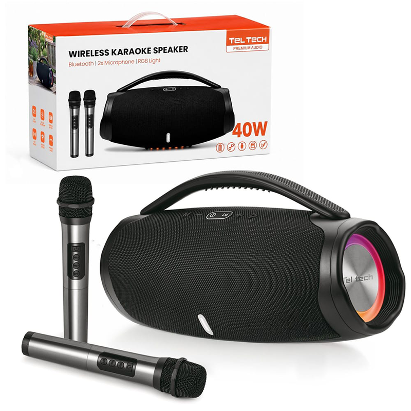 Głośnik Teltech Boombox + 2 mikrofony TSK-05 Czarny - Black