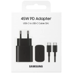 Ładowarka sieciowa Samsung 45 W PD Adapter 1 x USB-C + Kabel USB-C 1 m. Czarna - Black