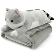 Pluszak z kocem Trusty kot 60 cm Szary - Grey