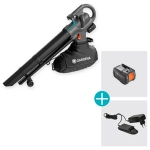 Odkurzacz ogrodowy dmuchawa do liści 2w1 Gardena PowerJet Collect 18V P4A Solo Czarny - Black