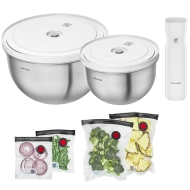 Pompka próżniowa do żywności Zwilling Fresh&Save + Miski + Worki próżniowe Biała - White