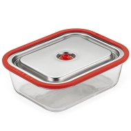 Pojemnik próżniowy szklany na żywność Magic Vac Free ACO1138 2 L Przezroczysto-czerwony - Transparent-red