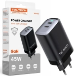 Ładowarka sieciowa Teltech TCH-12 45 W 2 x USB-C Czarna - Black