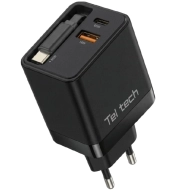Ładowarka sieciowa Teltech TCH-11 65 W 1 x USB-C oraz 1 x USB-A Czarna - Black