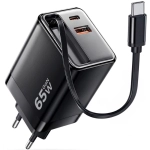 Ładowarka sieciowa Teltech TCH-11 65 W 1 x USB-C oraz 1 x USB-A Czarna - Black
