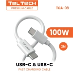 Kabel USB-C Teltech 100 W 200 cm Biały - White