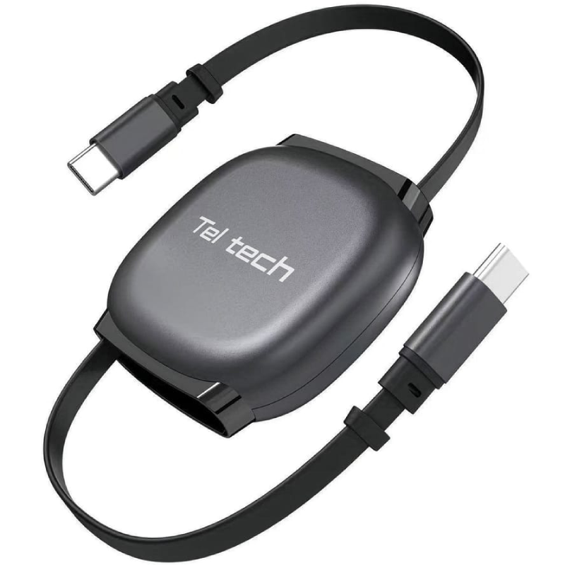 Kabel USB-C Teltech zwijany E-maker 240 W Szary - Grey