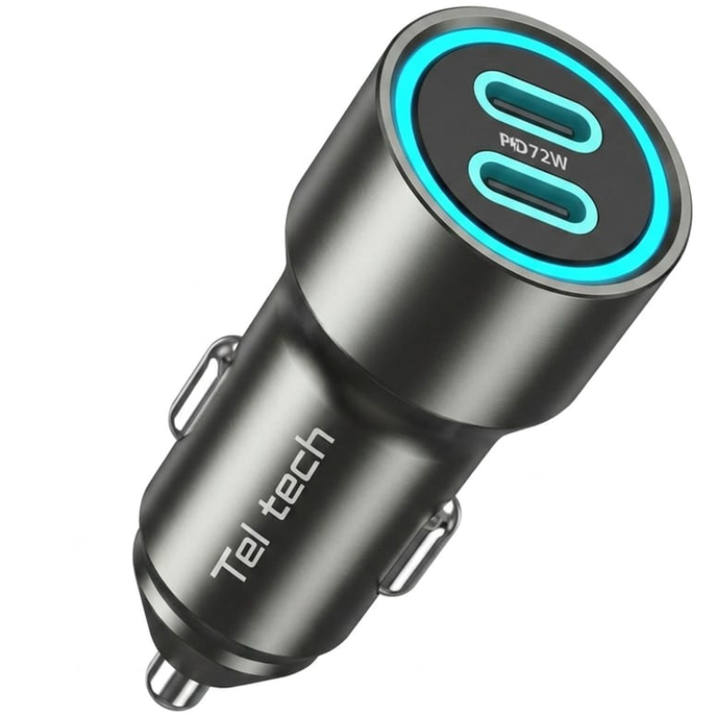 Ładowarka samochodowa Teltech TCC-03 2 x USB-C 65 W Czarna - Black