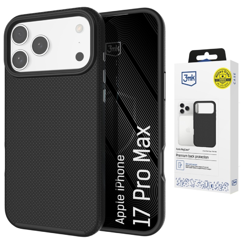 Etui 3mk Fortis MagCase do iPhone 17 Pro Max / 18 Pro Max Czarne - Black