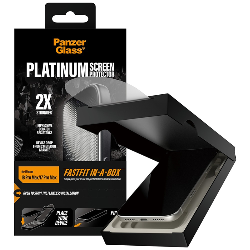 Szkło hartowane PanzerGlass Platinum Screen Protector FastFit In-A-Box do iPhone 18 Pro Max / 17 Pro Max