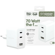 Ładowarka sieciowa PanzerGlass empower Turbo 70 W 2 x USB-C / 1 x USB-A Biała - White