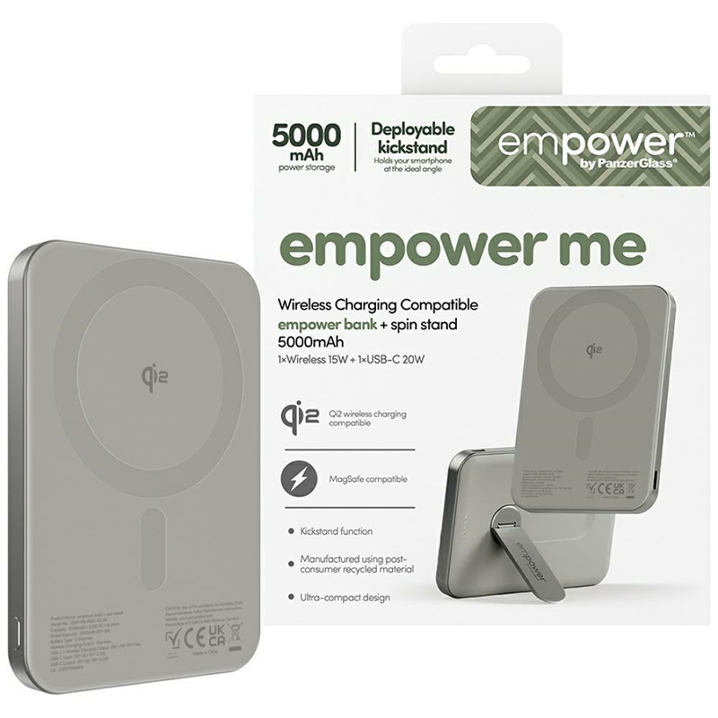 Powerbank PanzerGlass empower Bank Spin Stand 5000 mAh Tytanowy - Titanium