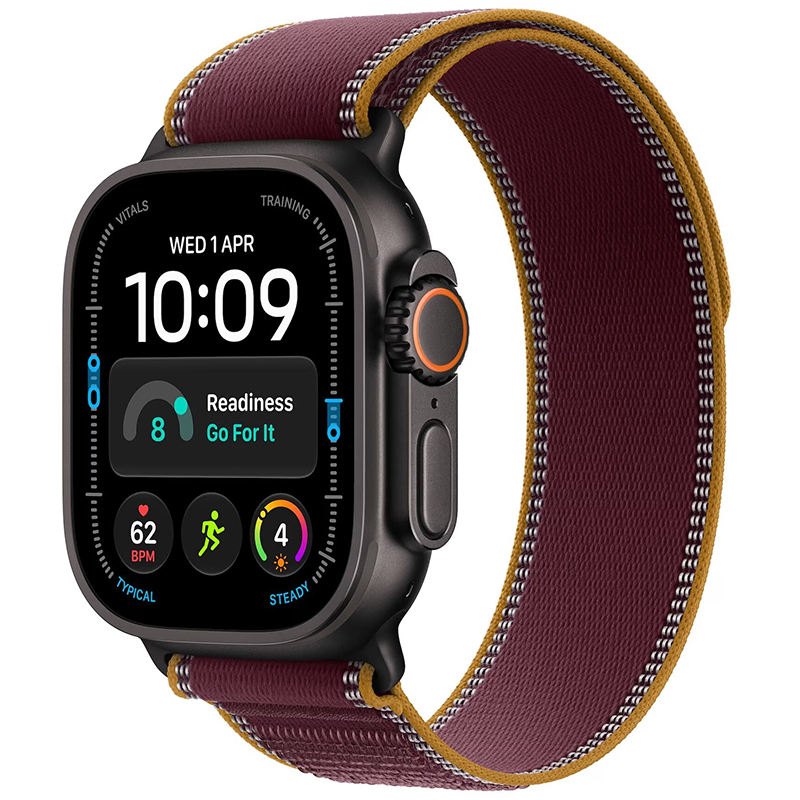 Apple Watch Ultra 4 (2026) GPS + Cellular 49mm koperta tytanowa Black + pasek Burgundy Trail Loop M/L