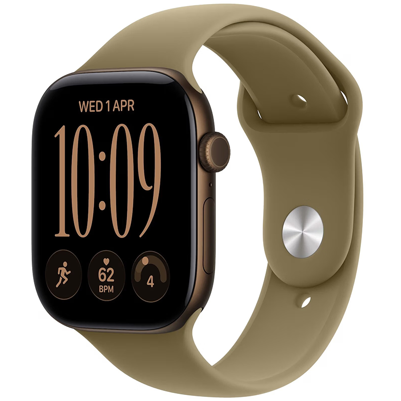 Apple Watch Series 12 (2026) GPS 46mm koperta aluminiowa Dark Bronze + pasek Olive Sport Band M/L