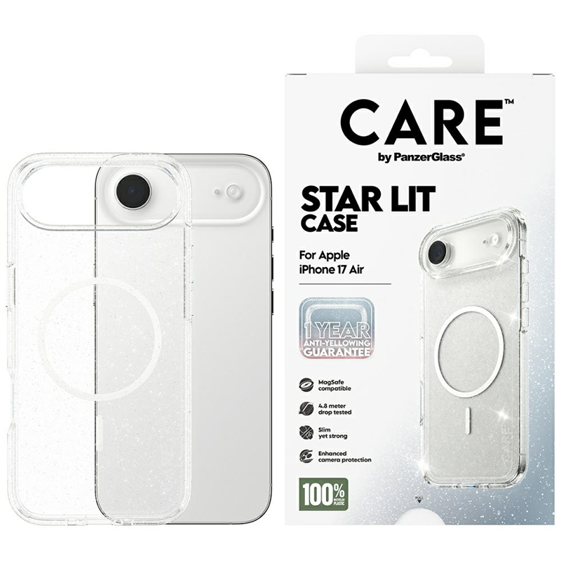 Etui PanzerGlass CARE Star Lit MagSafe do iPhone Air Przezroczyste z brokatem - Clear