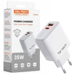 Ładowarka sieciowa Teltech TCH-09 35 W 1 x USB-C + 1 x USB-A Biała - White