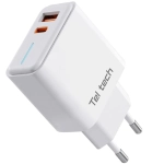 Ładowarka sieciowa Teltech TCH-09 35 W 1 x USB-C + 1 x USB-A Biała - White