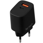 Ładowarka sieciowa Teltech TCH-02 25 W 1 x USB-C + 1 x USB-A Czarna - Black