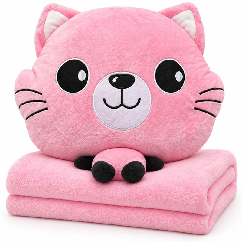 Pluszak z kocem Trusty TR-K03 kot 45 cm Różowy - Pink