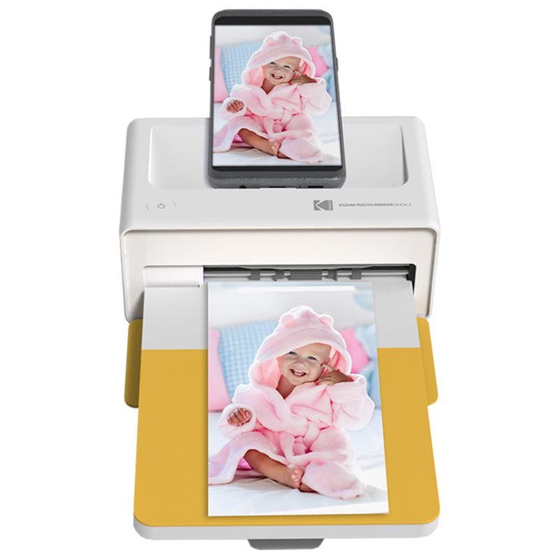 Drukarka przenośna Kodak Dock Plus Bundle + 10 arkuszy Biało-Żółta - White-Yellow
