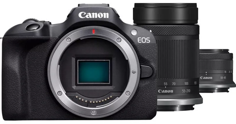 Canon EOS R100 + RF-S 18-45 mm f/4.5-6.3 IS STM + 55-210 mm f/5-7.1 IS STM