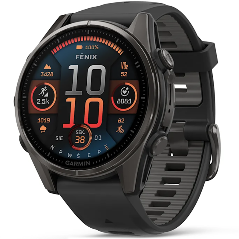 Smartwatch Garmin Fenix 8 43mm Sapphire Czarno-szary - Black-Pebble Grey