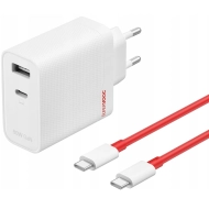 Ładowarka sieciowa OnePlus SUPERVOOC 80 W GaN USB-C + USB-A + Kabel USB-C Biało-czerwona - White-red