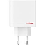Ładowarka sieciowa OnePlus SUPERVOOC 80 W GaN USB-C + USB-A + Kabel USB-C Biało-czerwona - White-red