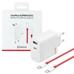 Ładowarka sieciowa OnePlus SUPERVOOC 80 W GaN USB-C + USB-A + Kabel USB-C Biało-czerwona - White-red