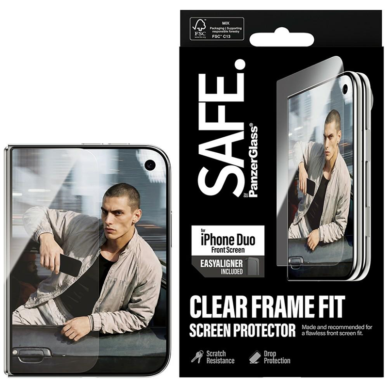 Szkło hartowane PanzerGlass SAFE Sub-Screen Protector Ultra-Wide Fit EasyAligner do iPhone Duo