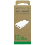 Ładowarka sieciowa 4smarts PDPlug Duos Slim 30 W USB-C + USB-A Biała - White