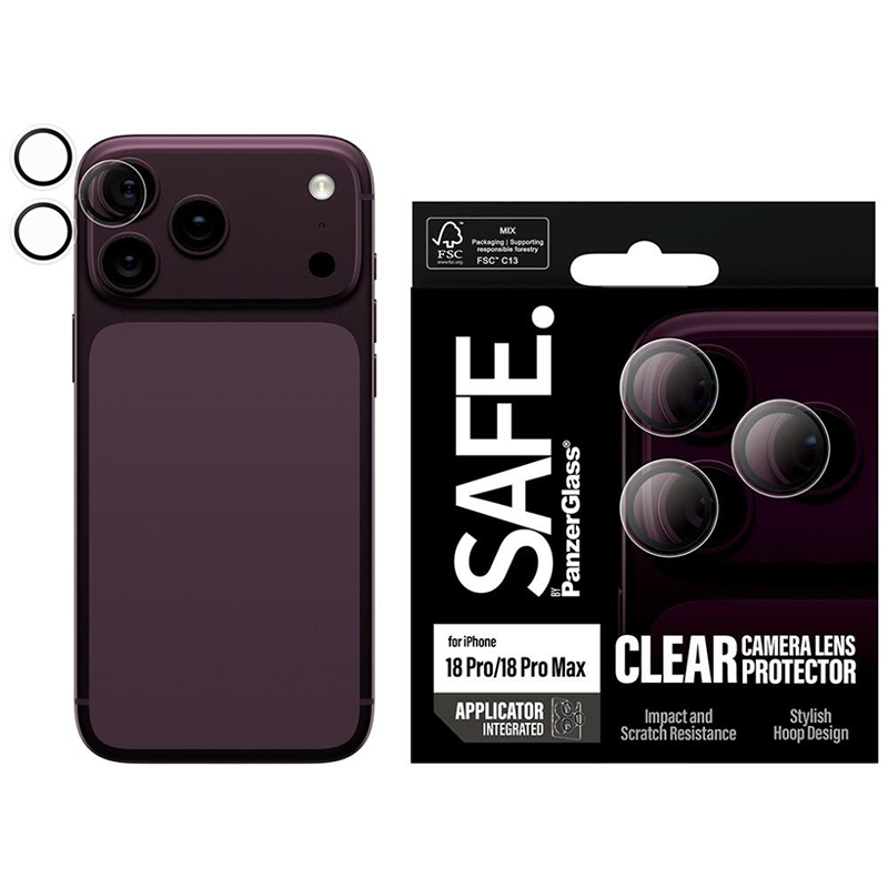 Szkło hartowane na aparaty PanzerGlass SAFE Ultra-Wide Fit EasyAligner do iPhone 18 Pro / 18 Pro Max