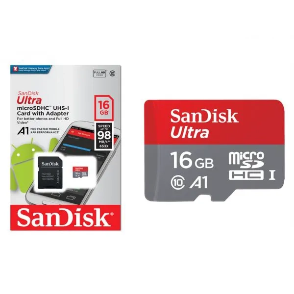 Karta pamięci Sandisk 16 GB SDHC MICRO 98MB/s C10 + adapter