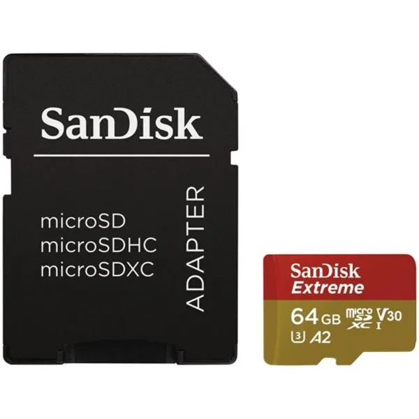 Karta pamięci Sandisk Extreme microSDXC 64 GB A2 C10 V30 UHS-I U3 (160 MB/s) + Adapter SD
