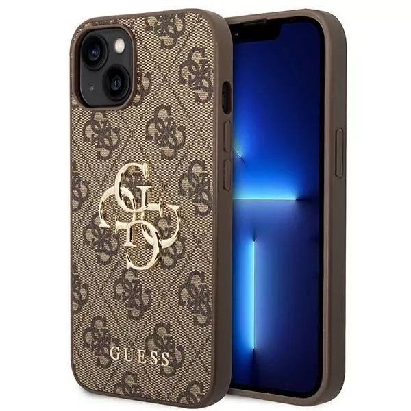 Etiu Guess 4G Big Metal Logo do iPhone 15 Brązowy